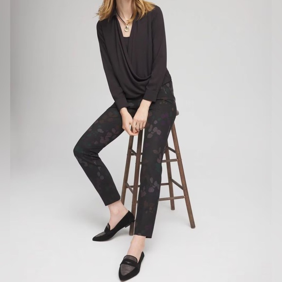 Chico's Black Draped Blouse - Picture 2 of 4